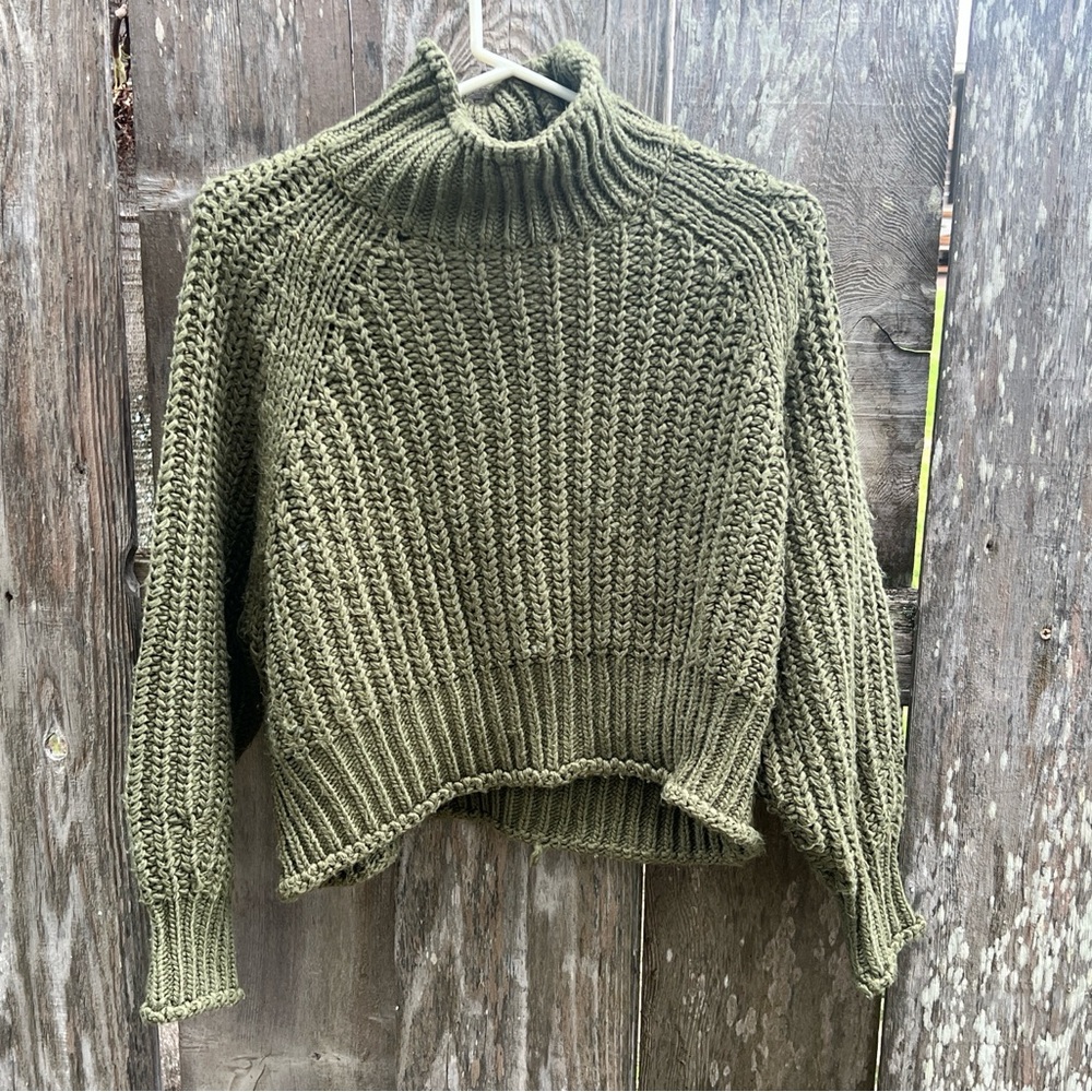 H&M Olive Knit Turtleneck Sweater